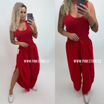 Dámské kalhoty Kalhoty s rozparkem LEG Barva: Červená