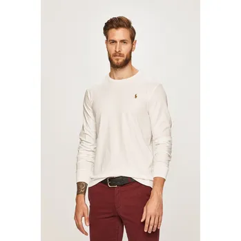 Pánské tričko Polo Ralph Lauren - Tričko s dlouhým rukávem 710760121002 bílá 00X, vel. S
