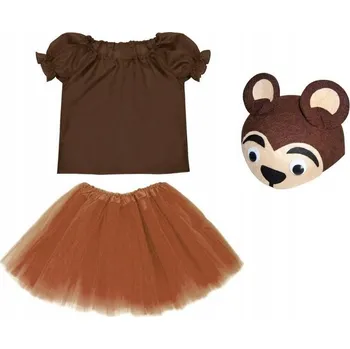 Karnevalový kostým KOSTÝM MEDVÍDEK KOSTÝM MEDVÍDEK DEN MEDVÍDKA SUKNĚ ČEPICE 98-110 3el