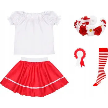 Karnevalový kostým KOSTÝM NÁRODNÍ SUKNĚ VĚNEC 134-140 5 dílků