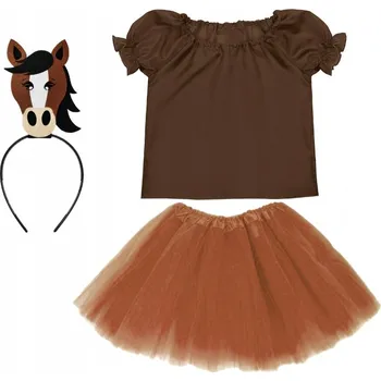 Karnevalový kostým KOSTÝM KONÍK SUKNĚ SET KŮŇ ČELENKA 98-110