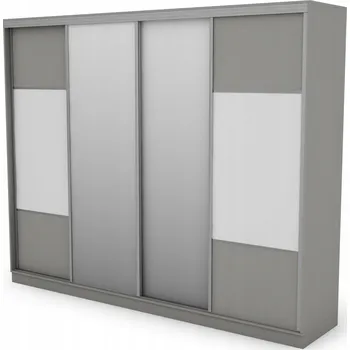 Šatní skříň Skříň eMeblast Posuvná skříň 300 x 244 x 64 cm šedá skříň se zrcadlem