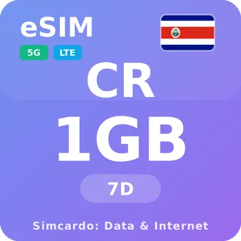 SIM karta Kostarika Mobilní Internet - eSIM 1GB 7 dní datová SIM karta