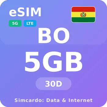 SIM karta Bolívie Mobilní Internet - eSIM 5GB 30 dní datová SIM karta