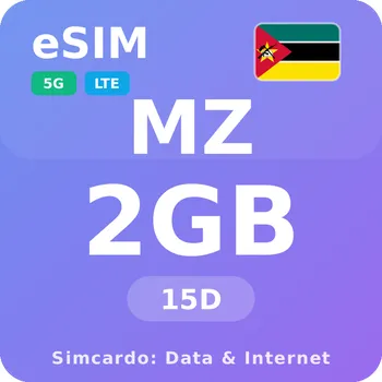 SIM karta Mosambik Mobilní Internet - eSIM 2GB 15 dní datová SIM karta