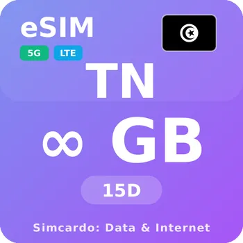 SIM karta Tunisko Neomezený Mobilní Internet - eSIM 15 dní datová SIM karta (esims_ULP_15D_TH_V2)