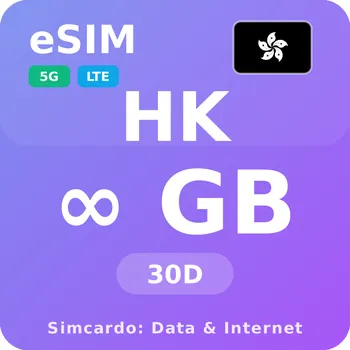 SIM karta Hongkong Neomezený Mobilní Internet - eSIM 30 dní datová SIM karta (esims_ULE_30D_GT_V2)