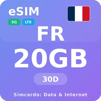 SIM karta Francie Mobilní Internet - eSIM 20GB 30 dní datová SIM karta