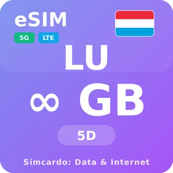 SIM karta Lucembursko Neomezený Mobilní Internet - eSIM 5 dní datová SIM karta (esims_ULP_5D_LT_V2)