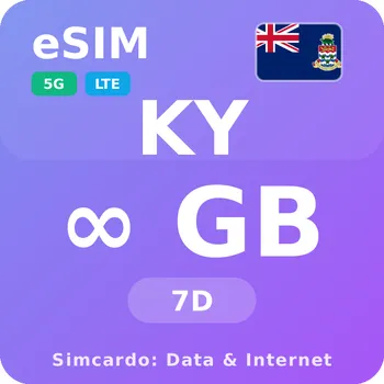 SIM karta Kajmanské ostrovy Neomezený Mobilní Internet - eSIM 7 dní datová SIM karta