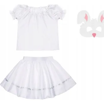 KOSTÝM KRÁLÍČEK PŘEVLEK ZA ZAJÍČKA JARO Velikonoce BÍLÝ 134-140 3 dílků