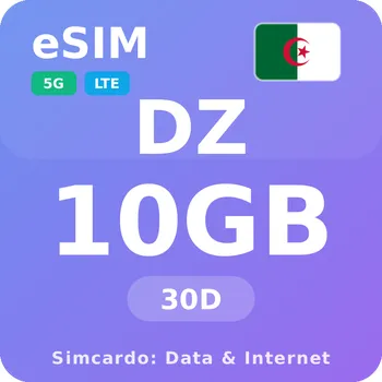 SIM karta Alžírsko Mobilní Internet - eSIM 10GB 30 dní datová SIM karta