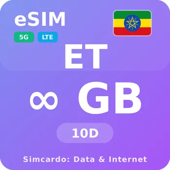 SIM karta Etiopie Neomezený Mobilní Internet - eSIM 10 dní datová SIM karta (esims_UL_10D_ES_V2)