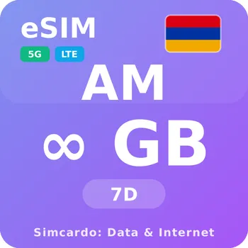 SIM karta Arménie Neomezený Mobilní Internet - eSIM 7 dní datová SIM karta