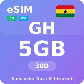 SIM karta Ghana Mobilní Internet - eSIM 5GB 30 dní datová SIM karta