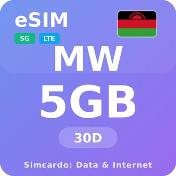 SIM karta Malawi Mobilní Internet - eSIM 5GB 30 dní datová SIM karta