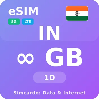 SIM karta Indie Neomezený Mobilní Internet - eSIM 1 dní datová SIM karta