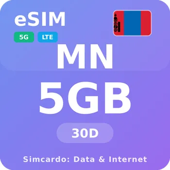 SIM karta Mongolsko Mobilní Internet - eSIM 5GB 30 dní datová SIM karta