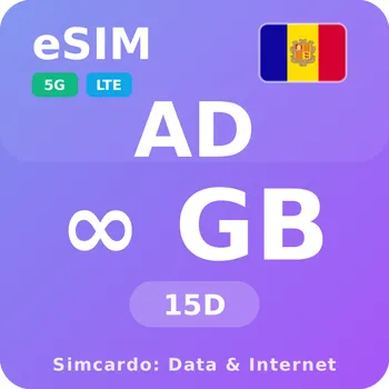 SIM karta Andorra Neomezený Mobilní Internet - eSIM 15 dní datová SIM karta (esims_ULE_10D_ZM_V2)