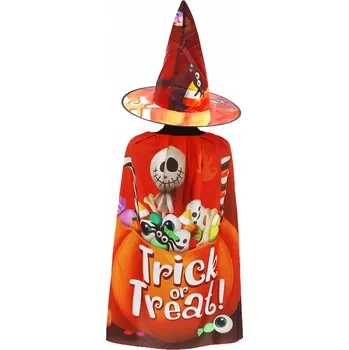 Karnevalový kostým Kostým Čarodějnice Oranžový Klobouk a Pláštěnka Halloween