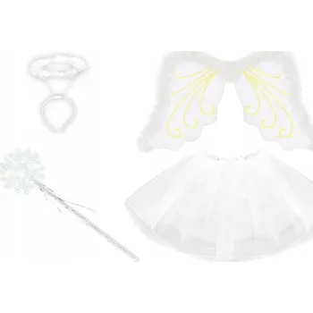 Karnevalový kostým KOSTÝM ANDĚLA S KŘÍDLY A SUKNĚ KE KOSTÝM ANDĚLA BETLÉMSKÝ HERNÍ ÚPRAVA 4 DÍLŮ.