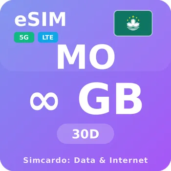 SIM karta Macao Neomezený Mobilní Internet - eSIM 30 dní datová SIM karta (esims_ULP_30D_MK_V2)