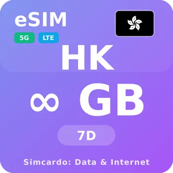 SIM karta Hongkong Neomezený Mobilní Internet - eSIM 7 dní datová SIM karta (esims_ULE_7D_GY_V2)