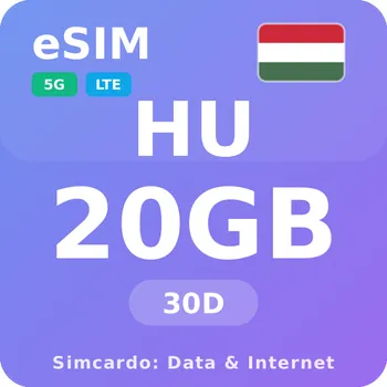 SIM karta Maďarsko Mobilní Internet - eSIM 20GB 30 dní datová SIM karta