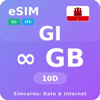 SIM karta Gibraltar Neomezený Mobilní Internet - eSIM 10 dní datová SIM karta (esims_ULP_10D_GH_V2)