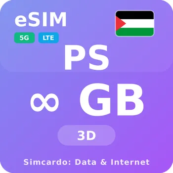 SIM karta Palestina Neomezený Mobilní Internet - eSIM 3 dní datová SIM karta (esims_ULE_3D_PR_V2)