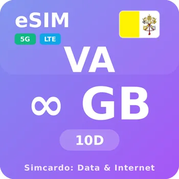 SIM karta Vatikán Neomezený Mobilní Internet - eSIM 10 dní datová SIM karta