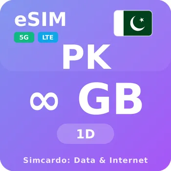 SIM karta Pákistán Neomezený Mobilní Internet - eSIM 1 dní datová SIM karta (esims_ULE_1D_PH_V2)