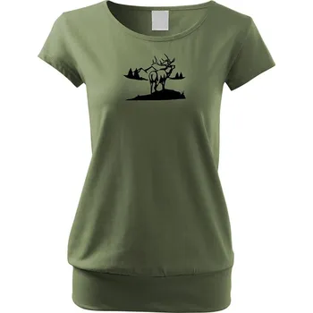 Dámské tričko Myslivecké Tričko dámské volný střih Jelen velký Velikost: 2XL