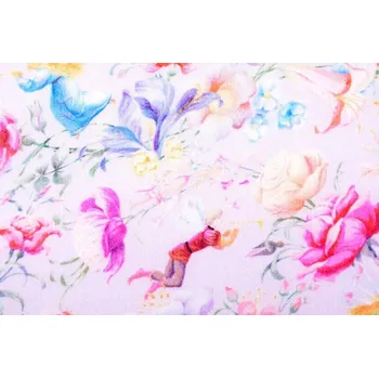 Počesaná teplákovina s květinovým vzorem se skřítky 62614