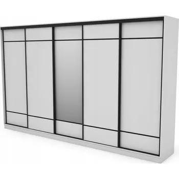 Šatní skříň Skříň eMeblast Posuvná skříň 400 x 244 x 64 cm bílá skříň se zrcadlem