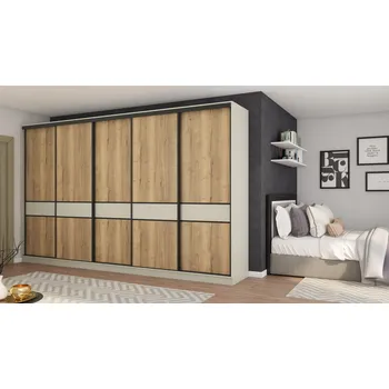 Šatní skříň Skříň eMeblast Posuvné skříně 5D 360 x 244 x 65 cm kašmír