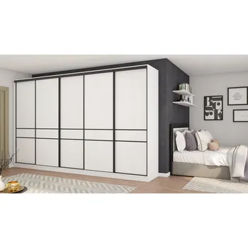 Šatní skříň Skříň eMeblast Šatní skříně s posuvnými dveřmi 5D 360 x 244 x 65 cm bílá