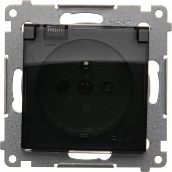 Elektrická zásuvka Simon 54 hermetická zásuvka s uzemněním, černá matná DGZ1BZ.01/49A