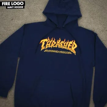 Pánská mikina mikina Thrasher Fire Logo Navy Blue modrá