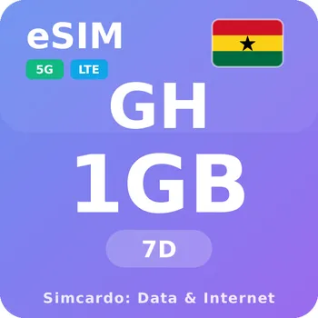 SIM karta Ghana Mobilní Internet - eSIM 1GB 7 dní datová SIM karta