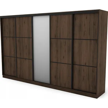 Šatní skříň Skříň eMeblast Posuvné skříně 400 x 244 x 64 cm ořech skříň se zrcadlem