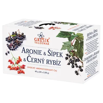 Horký nápoj Grešík čaj Aronie, Šípek a Černý rybíz 20 x 2 g