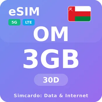 SIM karta Omán Mobilní Internet - eSIM 3GB 30 dní datová SIM karta