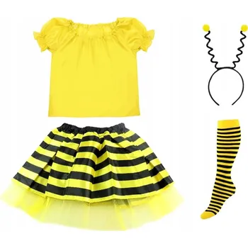 Karnevalový kostým KOSTÝM VČELKA, PŘEVLEK VČELY, VOSY - SET SUKNĚ A ČELENKA, VELIKOST 98-110, 4 DÍLY