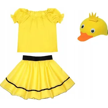 Karnevalový kostým KOSTÝM KACZUSZKA KOSTÝM KACZATKO ČEPICE HALENKA SUKNĚ ŽLUTÁ 98-110 3el