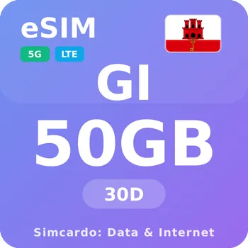 SIM karta Gibraltar Mobilní Internet - eSIM 50GB 30 dní datová SIM karta