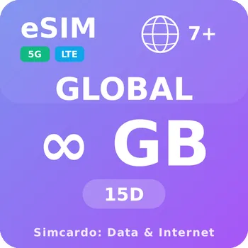 SIM karta 7 Zemí Neomezený Mobilní Internet - eSIM 15 dní datová SIM karta