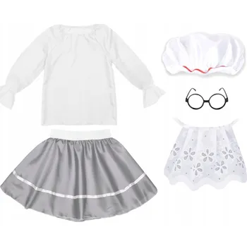 Karnevalový kostým SET BABIČKA KOSTÝM STARÁK BRÝLE ČEPICE KOSTÝM DEN BABIČKY 98-110 5el