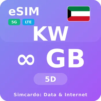SIM karta Kuvajt Neomezený Mobilní Internet - eSIM 5 dní datová SIM karta