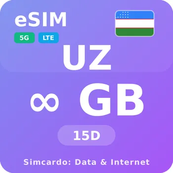 SIM karta Uzbekistán Neomezený Mobilní Internet - eSIM 15 dní datová SIM karta (esims_ULP_15D_UY_V2)